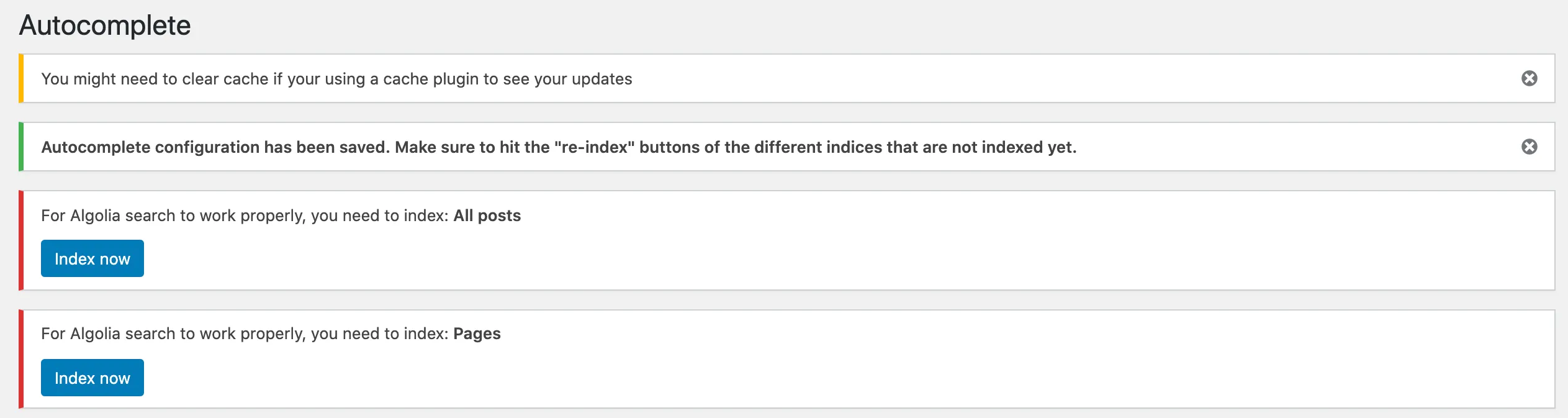 Algolia Index Now