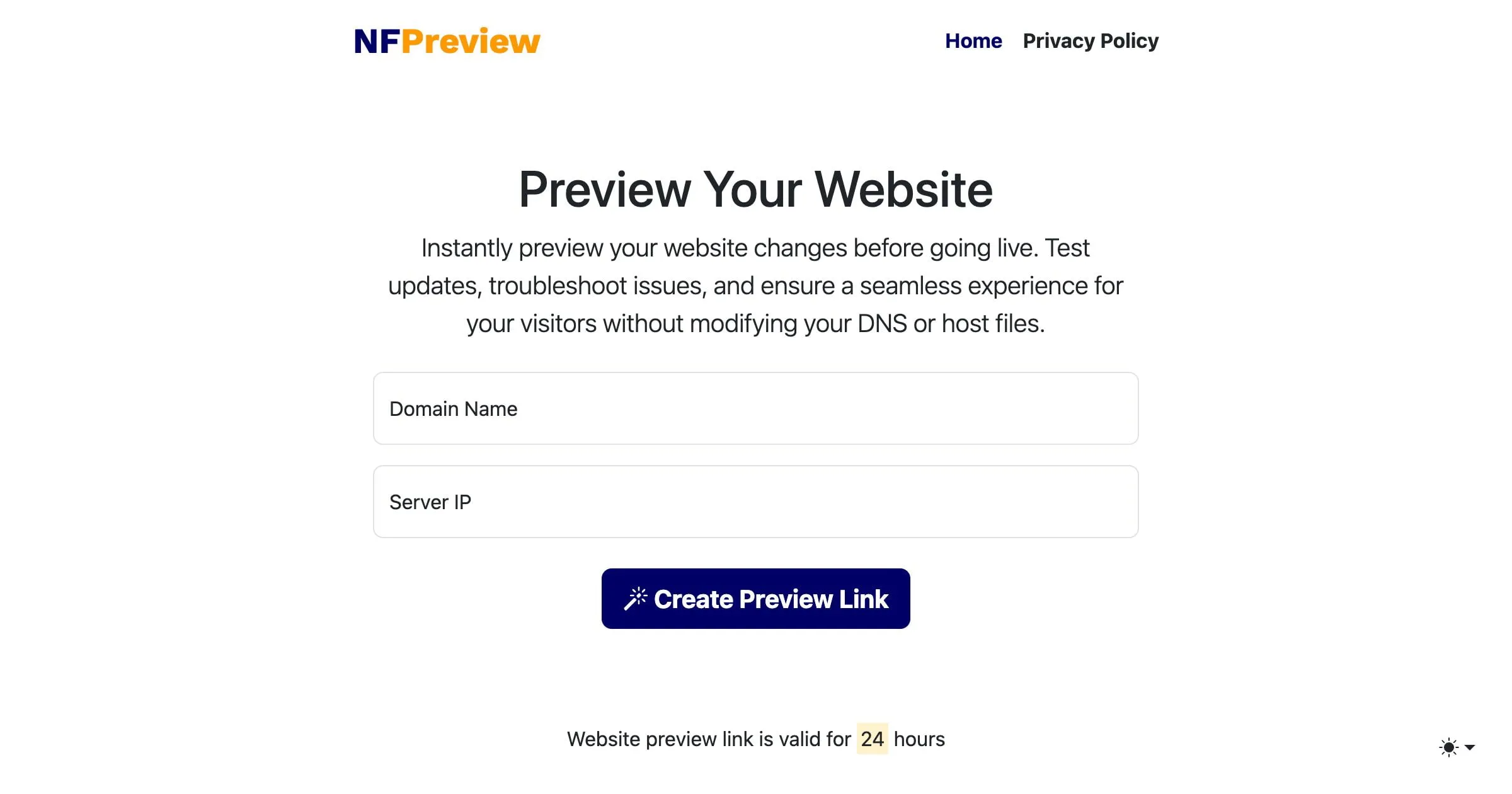 NFPreview website preview tool interface