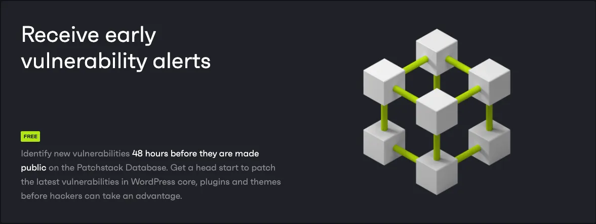 Patchstack vulnerability alert notification showing a plugin with a known security issue